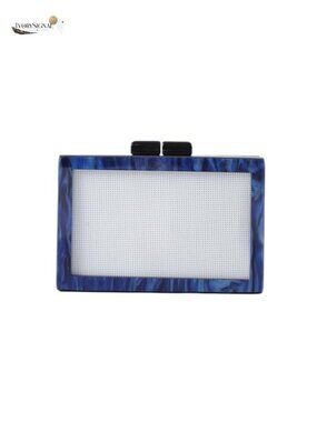 Acrylic Woven Pattern Square Box Crossbody Handbag with Chain Purse